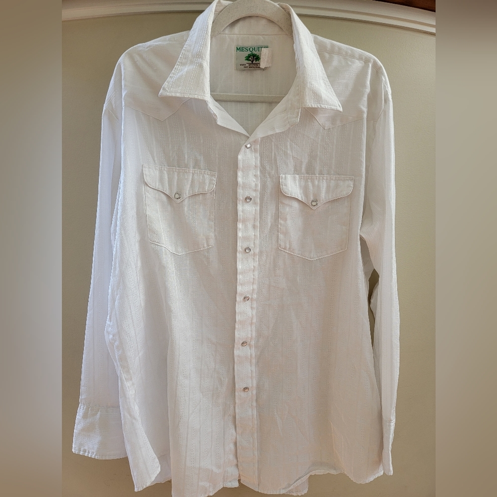 Vintage Mesquite Niver Western Wear White Longsleeve Shirt